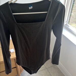 Old Navy size M Dark Gray Ribbed square neck Bodysuit